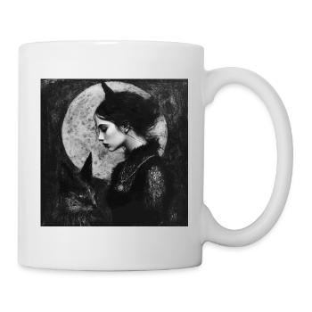 Chat de nuit et fille démone - Mug blanc - blanc - Droite