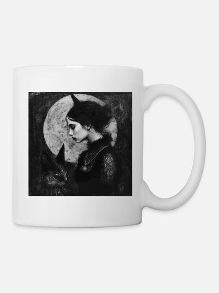 Nachtkatze und Dämongirl - Tasse - Weiß