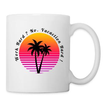 palmiers et coucher de soleil sur la plage design rétro - Mug blanc - blanc - Droite