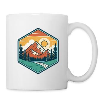 Berg und Sonne in der Natur - Tasse - Weiß - Rechts
