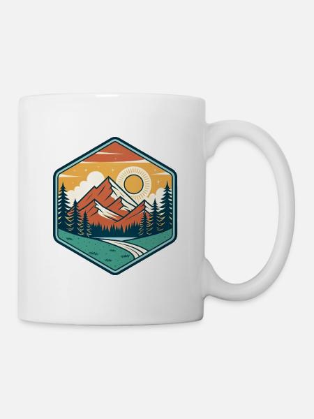 Berg und Sonne in der Natur - Tasse - Weiß