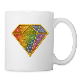 Regenbogen Diamant mit Sternenstaubdesign - Tasse - Weiß - Rechts