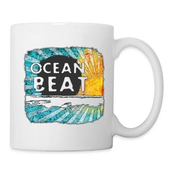 Ozeanischer Sonnenuntergang Design - Tasse - Weiß - Rechts