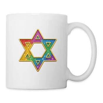 Regenbogen Stern Dekor - Tasse - Weiß - Rechts