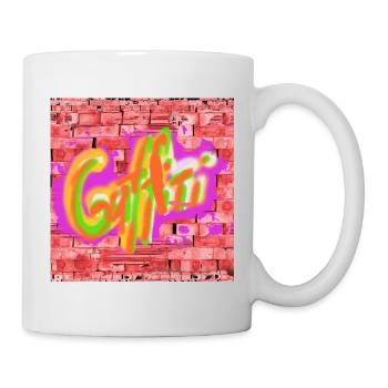 Bunte Graffiti auf Ziegeln - Tasse - Weiß - Rechts