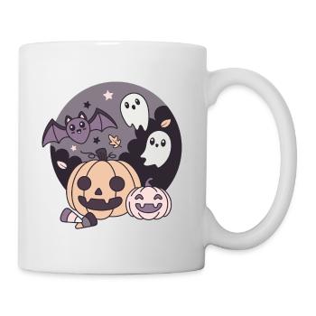 Halloween Kawaii Design Pumpkin Ghost Bat - Mug - white - Right