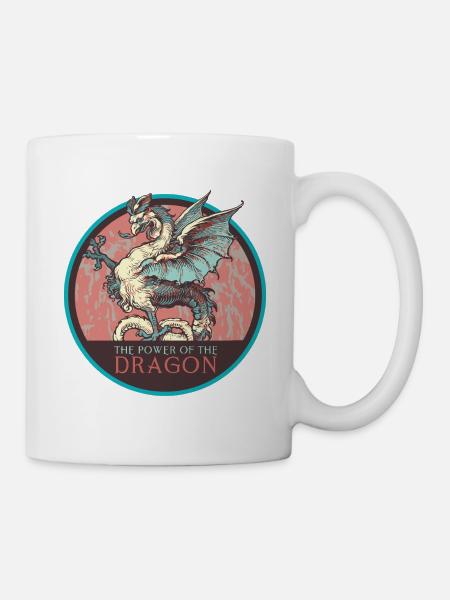 Mythischer Machtdrache Illustration - Tasse - Weiß