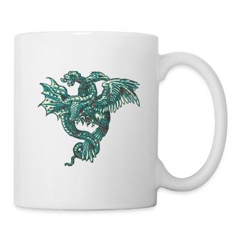 Mythischer mittelalterlicher Drache in bläulichen Farben - Tasse - Weiß - Rechts