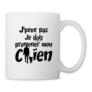 J'PEUX PAS, JE DOIS PROMENER MON CHIEN !  - Mug blanc - blanc - Droite
