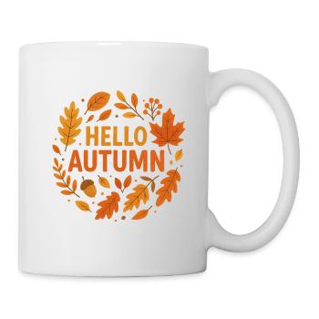 Autumn leaves greeting on clothes - Mug - white - Right