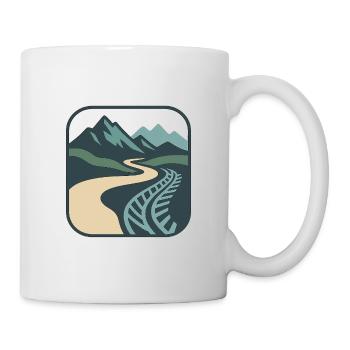 Mountain trail with rail and path design - Mug - white - Right