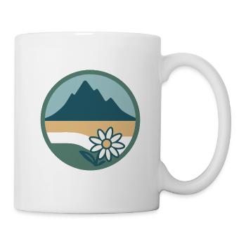 Berglandschaft mit Blumenmotiv - Tasse - Weiß - Rechts