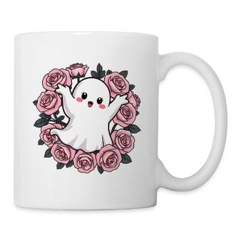Fantôme avec des roses - Mug blanc - blanc - Droite