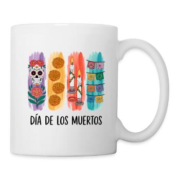 Vivid Día de los Muertos Floral Candles Halloween  - Mug - white - Right