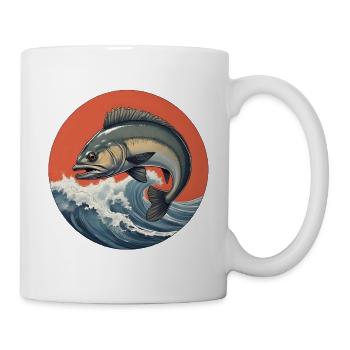 Fisch Logo Wasser im Sturm - Tasse - Weiß - Rechts