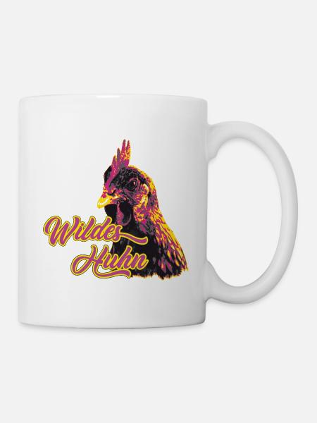 Expressive Wild Chicken Motif Print - Mug - white