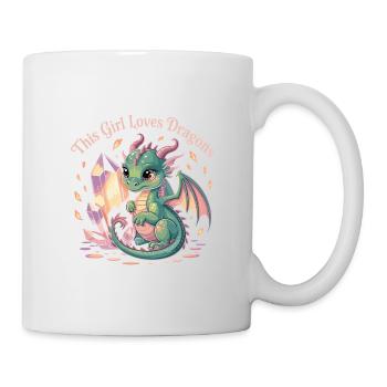 Girl's love for dragons with crystal - Mug - white - Right