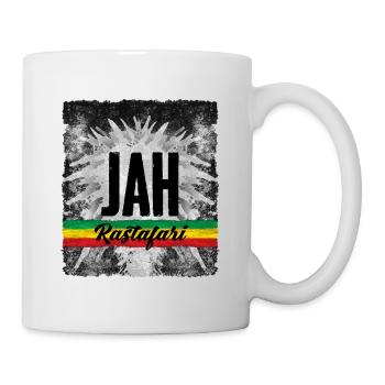 JAH Symbole Rastafari avec Ruban - Mug blanc - blanc - Droite