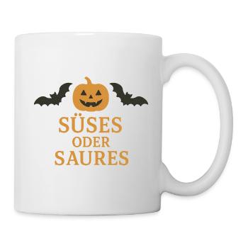 Halloween pumpkin design with bats - Mug - white - Right
