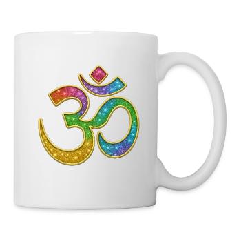 Regenbogen Om Symbol im Glitter-Design - Tasse - Weiß - Rechts