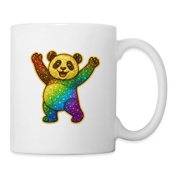Glitzernder Regenbogen Panda - Tasse - Weiß - Rechts