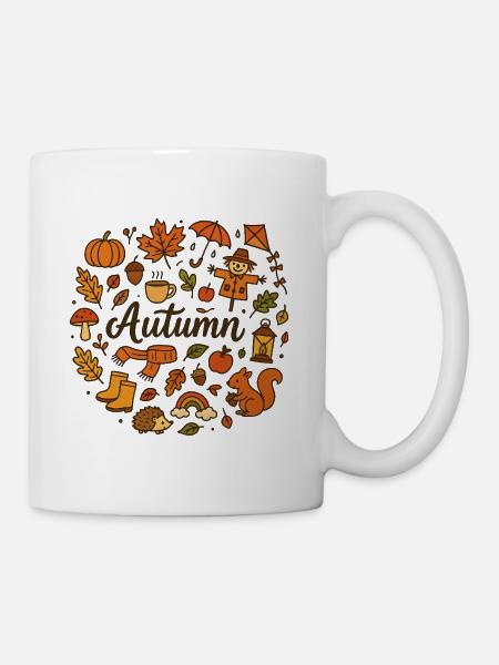 Herbstliche Naturmotive in warmen Farben - Tasse - Weiß