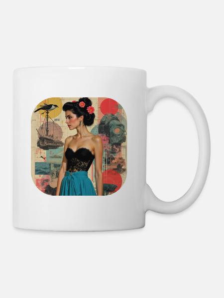 Collage rétro Vintage T Shirt - Mug blanc - blanc