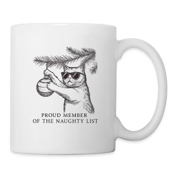 Naughty List Cat – Vintage Xmas Shirt - Tasse - Weiß - Rechts