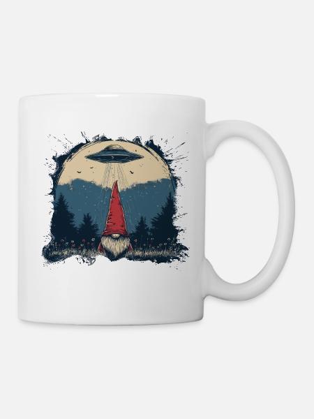 Gartenzwerg und UFO - Tasse - Weiß
