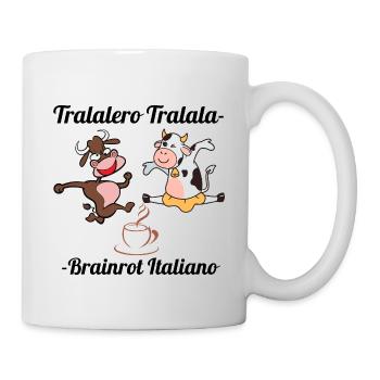 Cheerful cows and bull on coffee background - Mug - white - Right