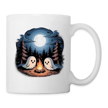 Boo Camper Hiker Ghost Bonfire Halloween Camping - Tasse - Weiß - Rechts
