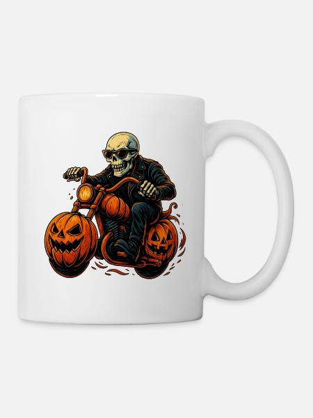 Gruseliger Biker - Tasse - Weiß