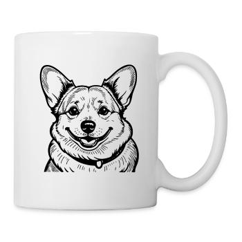 Corgi Hund Illustration - Tasse - Weiß - Rechts