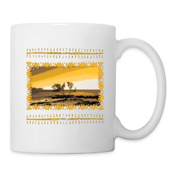Sunset on the river with ornamental frame - Mug - white - Right