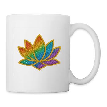 Glitzernder Regenbogen Lotus - Tasse - Weiß - Rechts