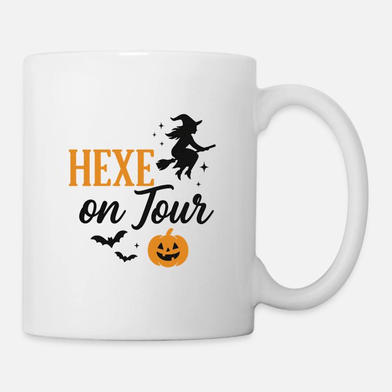 Hexe auf Halloween Herbstschnitt - Tasse - Weiß