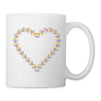 Regenbogen Frieden Herz Muster - Tasse - Weiß - Rechts