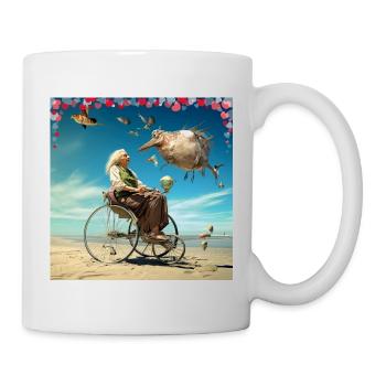 Surrealistische Traumwelt Seniorin im Rollstuhl - Tasse - Weiß - Rechts