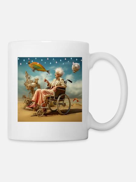 Surreale Senioren-Weltraum Strand Fische Abenteuer - Tasse - Weiß