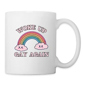 Woke Up Gay Again – Funny Rainbow Pride Shirt - Mug - white - Right