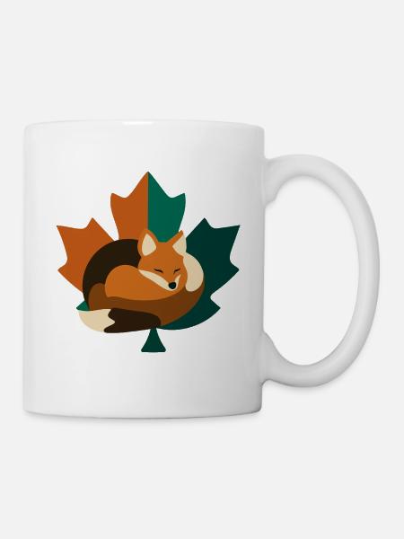 Fuchs im Ahornblatt Design. - Tasse - Weiß