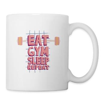 Slogan décoratif de fitness avec haltère - Mug blanc - blanc - Droite