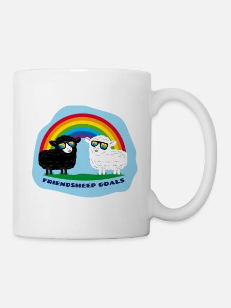 Friendship Sheep with Rainbow - Mug - white