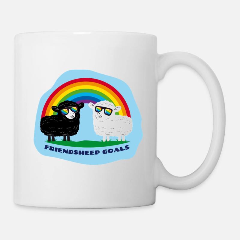 Amitié mouton avec arc-en-ciel - Mug blanc - blanc