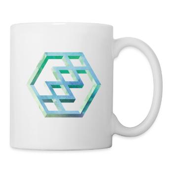 Geometrisches Hexagon Muster Kunst - Tasse - Weiß - Rechts