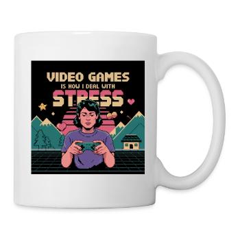Lustiger Gamer-Stressabbau-Spruch - Tasse - Weiß - Rechts
