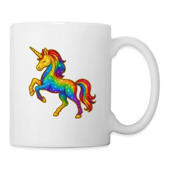 Glitzernder Regenbogen-Einhorn - Tasse - Weiß - Rechts