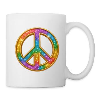 PEACE | Colourful peace symbol with glitter look - Mug - white - Right