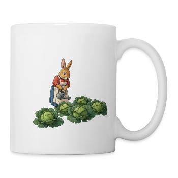 Rabbit Planter Takes Care of Cabbages - Mug - white - Right