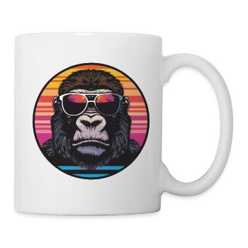 Cool gorilla with retro sunglasses - Mug - white - Right